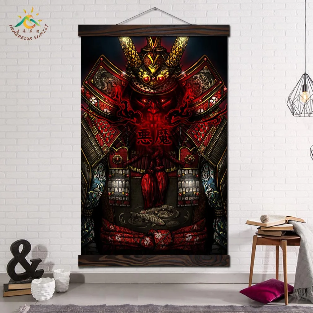 

Japanese Samurai Mask Art Abstract Art Wall Poster Canvas Wall Art Picture Painting Vintage Decoration Home for Living Room