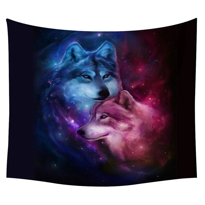 

PLstar Cosmos Tapestry Galaxy Wolf 3D Printing Tapestrying Rectangular Home Decor Wall Hanging Home Decoration Style-1