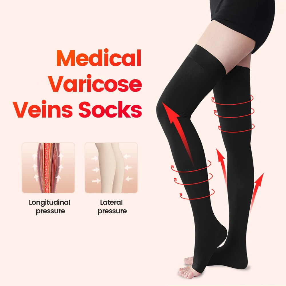 Calcetines de compresión para venas varicosas Unisex, medias elásticas de presión para enfermería, para dormir, tratamiento de venas varicosas,