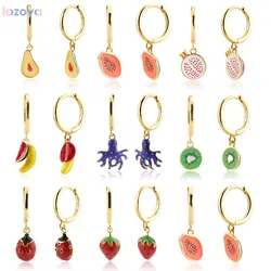 Lozoya 925 Sterling Papaya Circle Silver New Aros Papaya Fruits Dangle Charm Drop Earring Aros Papaya Aros  Loops Piercing Clips