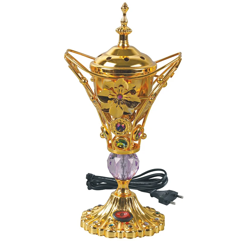 

Eletric Arabic Incense Burner Gold Aromatherapy Diffuser Createtive Incense Burners Indoor Porta Incienso Home Decoration DF50XX