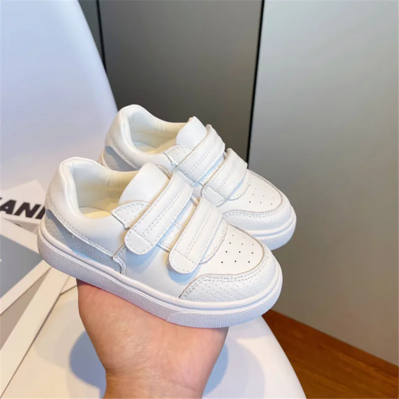 2024 New Spring Children Shoes Genuine Leather White Kids Tennis Breathable Fashion Outdoor Boys Girls Sneakers Size 26-37