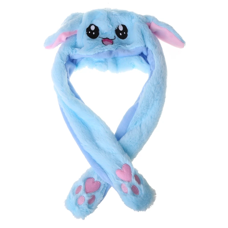 Riisoyu Chapeau Lapin LED – Oreilles Mobiles En Peluche, Lumière Multicolore, Avec Pattes à Presser, Pour Cosplay, Fêtes, Pâques, Bleu