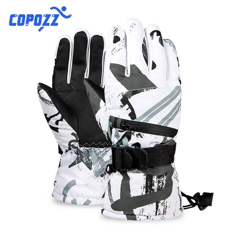 COPOZZ hombres mujeres 3 dedos pantalla táctil guantes de esquí impermeable invierno cálido Snowboard guantes motociclismo guantes para moto de nieve