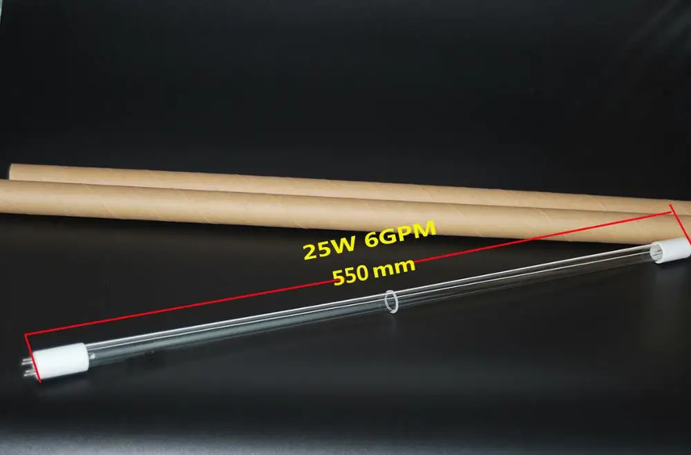 25 Вт, 6 галлонов в минуту, лампа для стерилизатора воды/УФ-бактерицидная китайская лампа/УФ-лампа для настенной воды/УФ-лампа, односторонняя 4 контакта, 8000 часов, срок службы