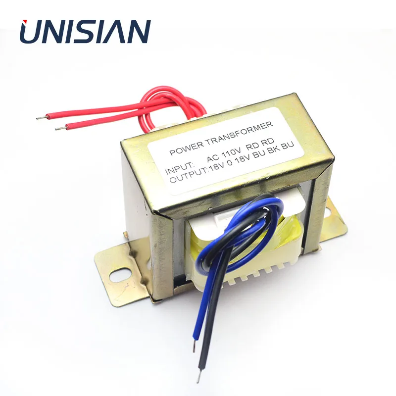 UNISIAN  50W AC18V EI Ttransformer input AC 110V 220V Output double AC18V Power supply Transformer For LM1875 Amplifier