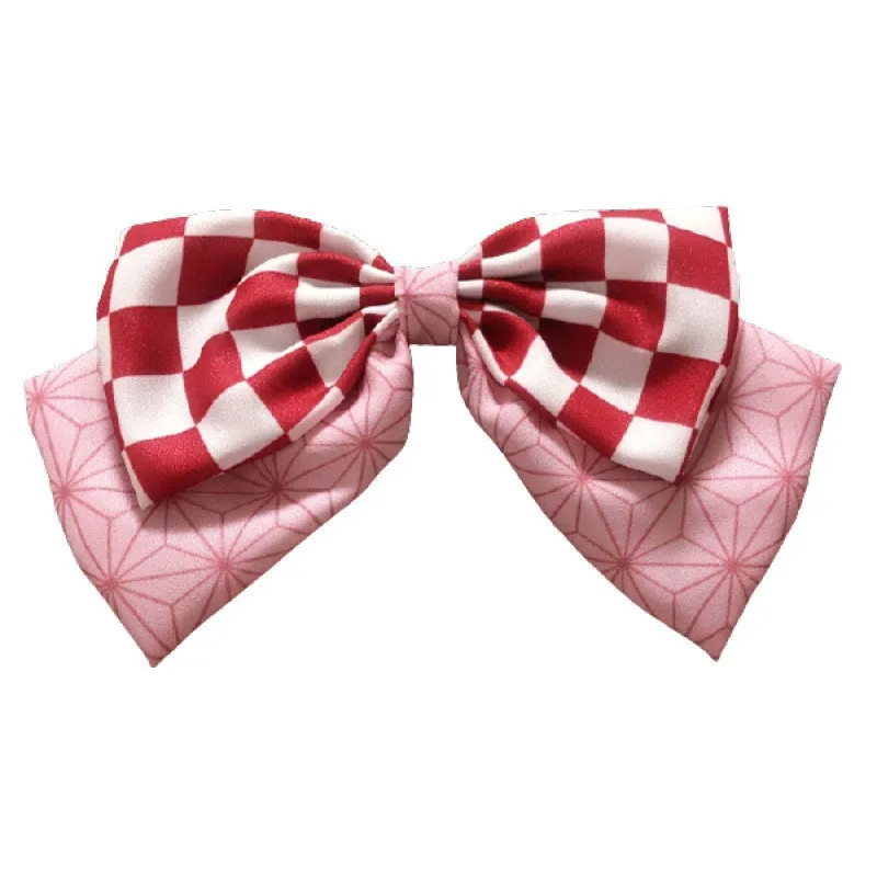 Kamado Nezuko Anime Bow-Knot Hair Band para Meninas, Cosplay Headdress, Acessórios de Cabelo, Presentes