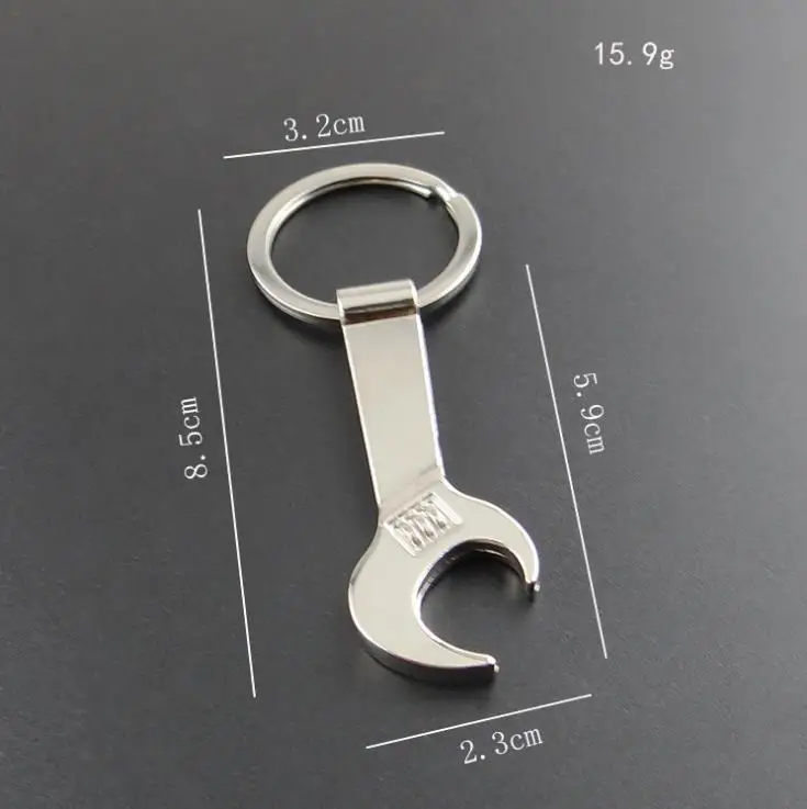 200PCS Silver Metal Wrench Spanner Beer Bottle Opener Key Chain Keyring Gift SN3753