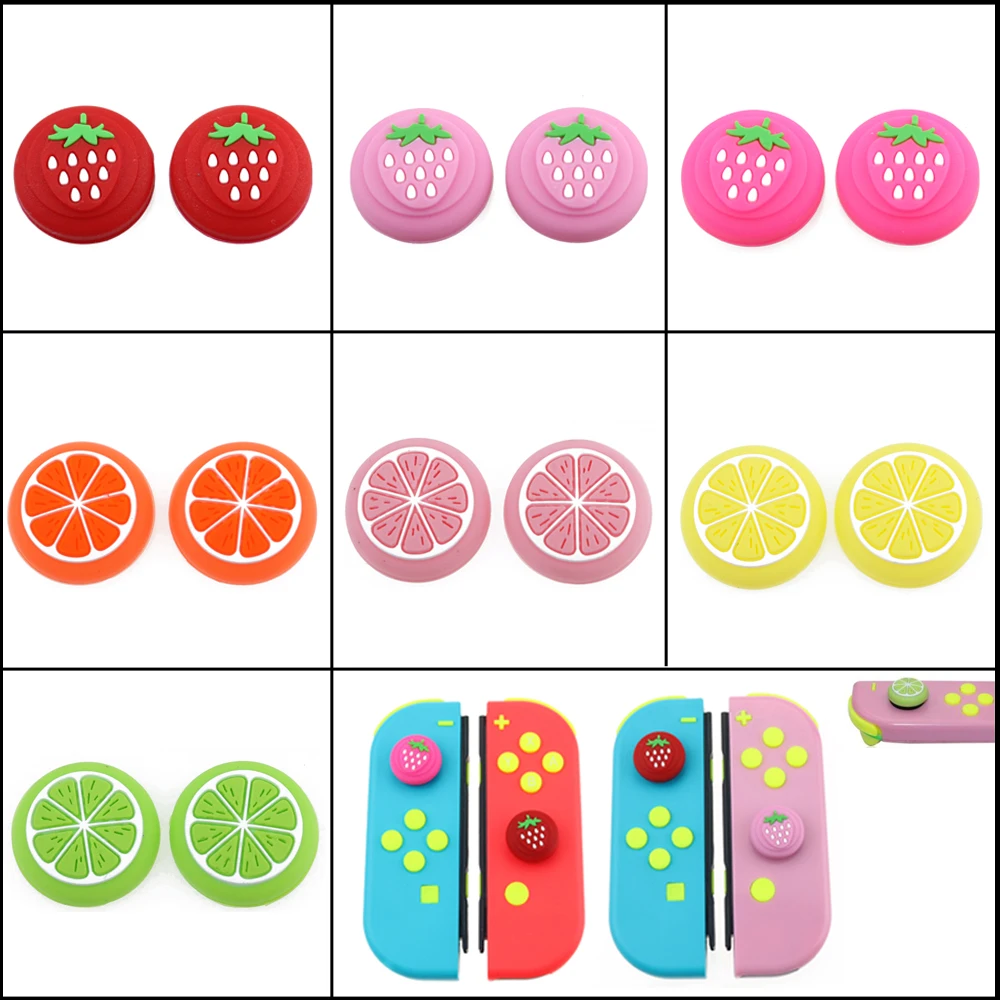 Cute Girl Flower Fruit Thumb Stick Grip Cap Joystick Cover For Nintend Switch Lite NS JoyCon Controller Gamepad Thumbstick Case