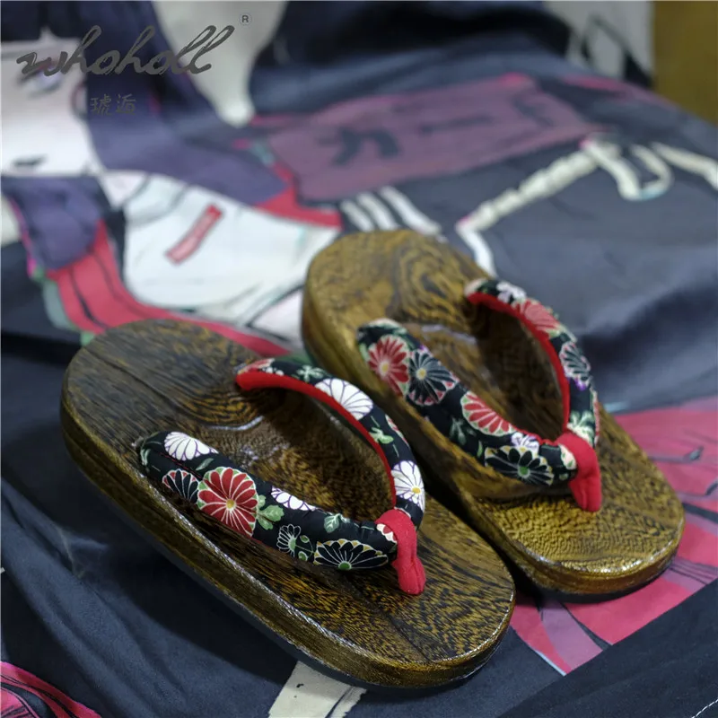 WHOHOLL Summer Slipper Women Clogs Shoes Japanese Wooden Geta Kimono Sandals Slipper women Flip-flops Slides Anime Cosplay Shoe