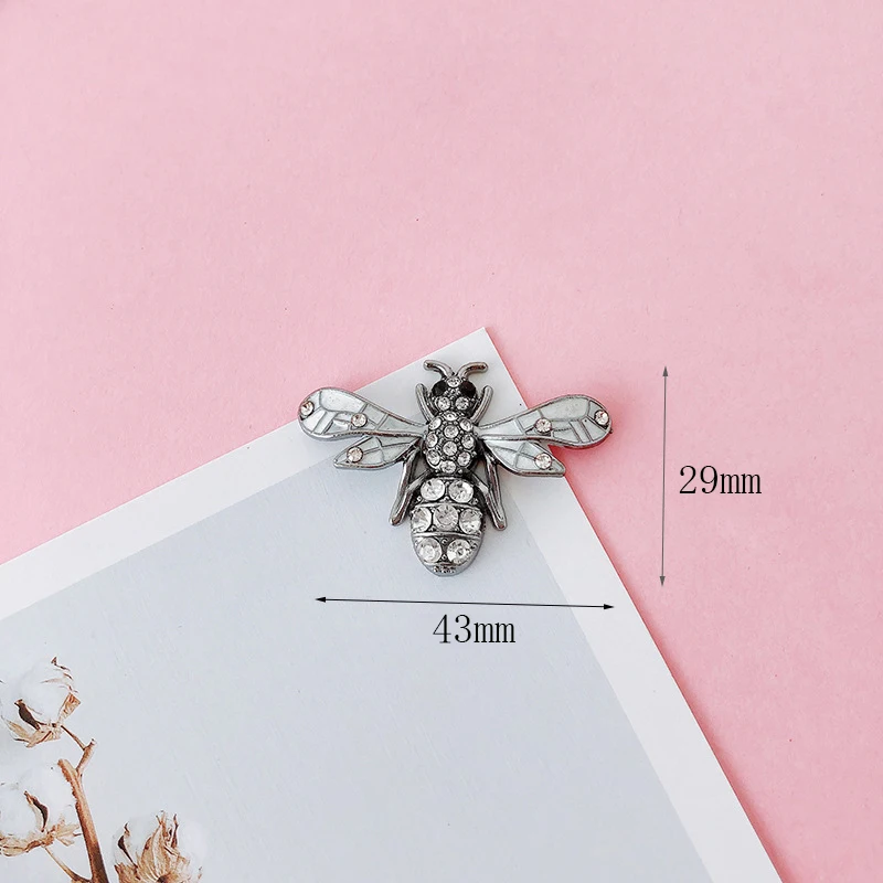 5Pcs/Set Insect Brooch Buttons, Elegant Little Bee Crystal Rhinestone Buttons, Gifts For Girls, Flat Sewing Decoration