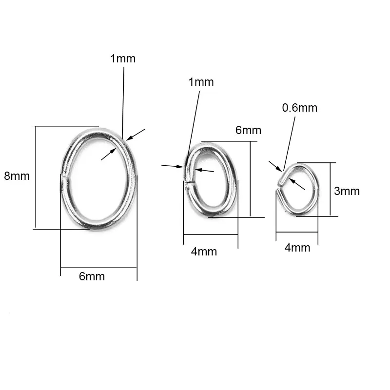 100pcs Oval Strong Stainless Steel Split Jump Rings 3*4/4*6/6*8m Necklace Connectors For Diy Jewelry Making Bracelet Accessories