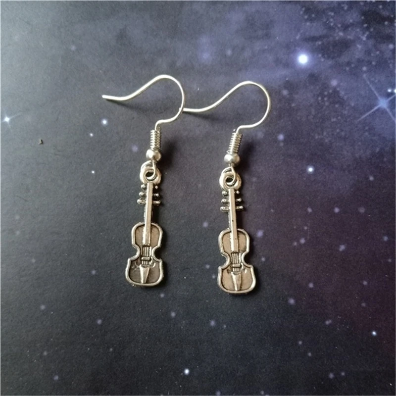 Antiqued Silver Color Violin Earrings, Cello Earrings, Viola Music Charm, Musical Instrument,Band Jewelry