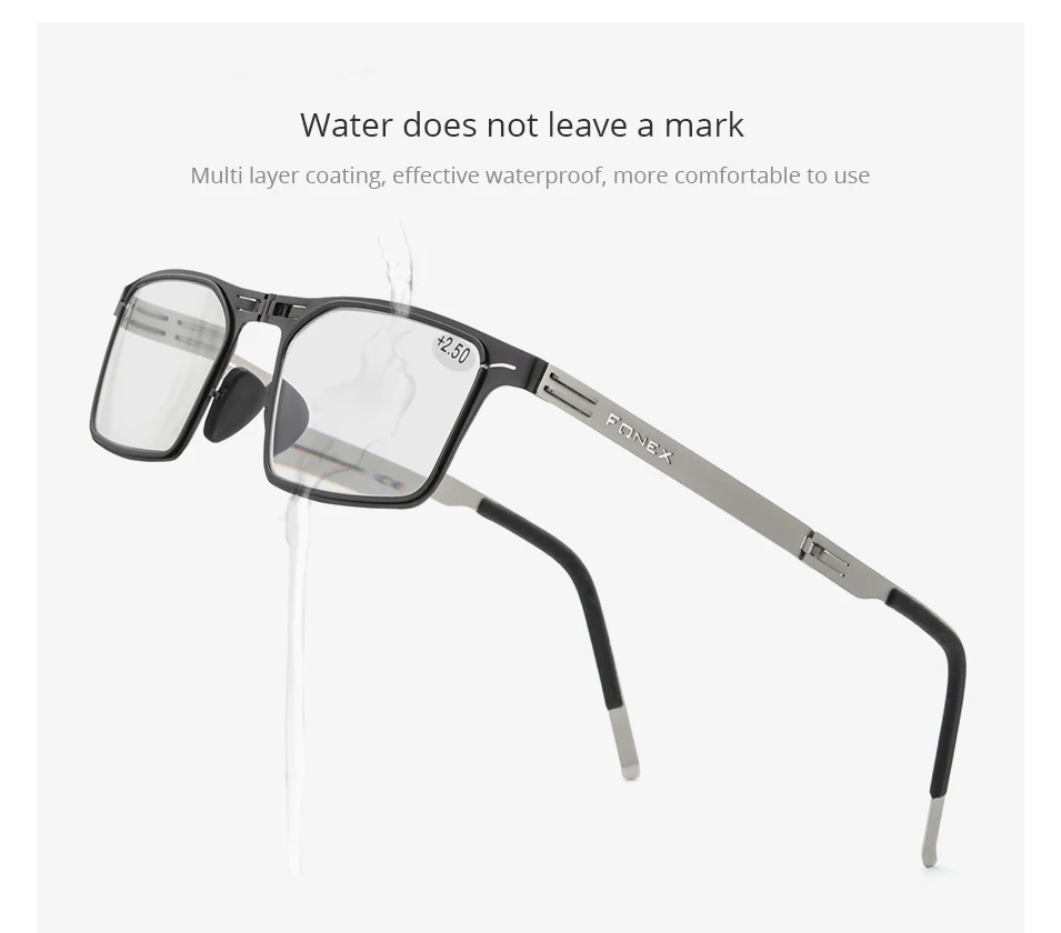 FONEX Photochrome Grau Anti Blau Blocking Folding Lesebrille Männer Frauen 2021 Hyperopie Leser Schraubenlose Brillen LH015 – Detail 5