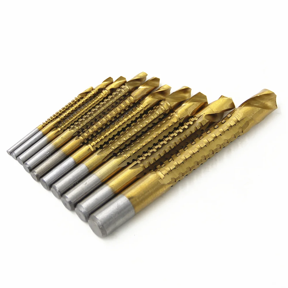 Brocas revestidas de titânio hss, brocas elétricas com 10 peças para cortadores de moagem de metal para madeira, 3/4/5/6/6, 5/8mm