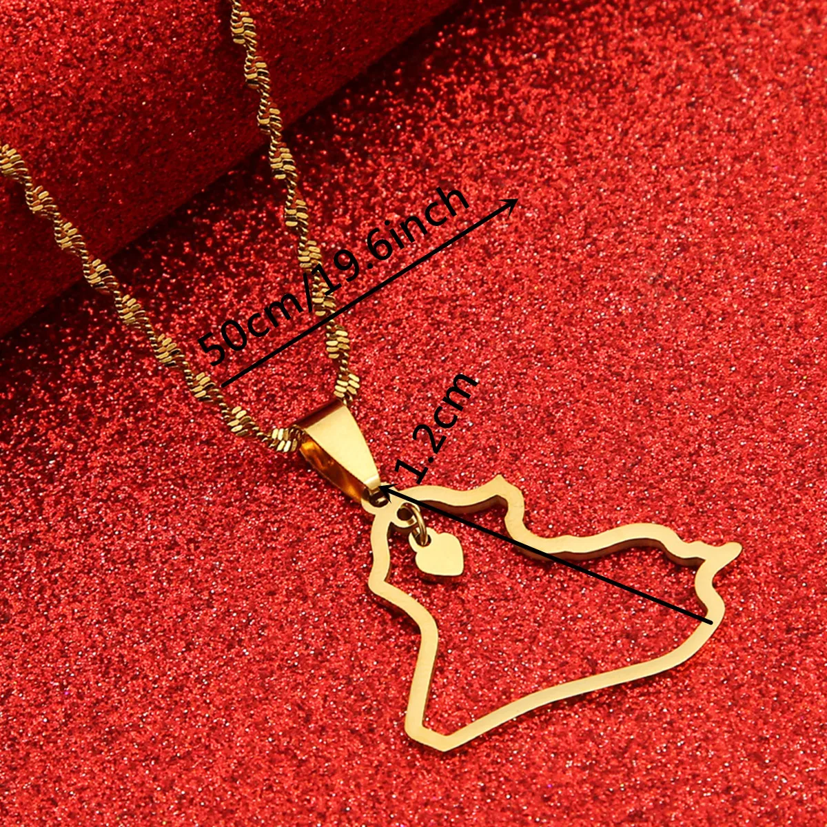 Stainless Steel Republic Of Iraq Map Pendant Necklace Jewelry Map Of Iraq Necklaces