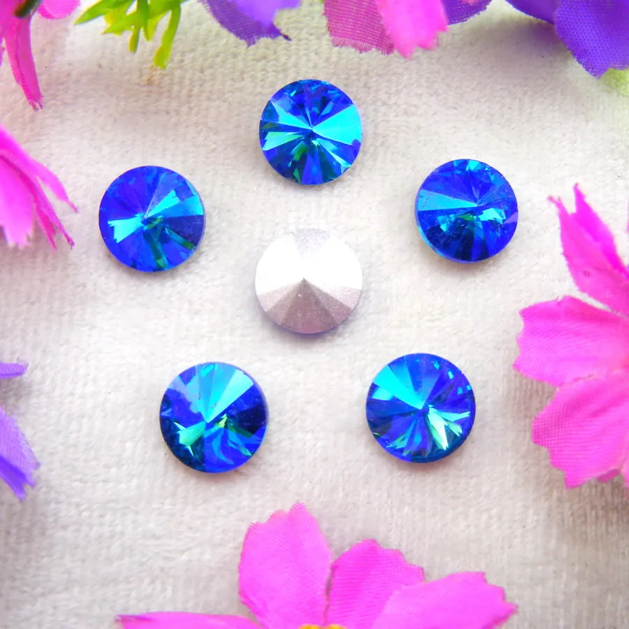 AB Farben 6mm 8mm 10mm 12mm 14mm 16mm 18mm Rivoli Runde Glas-Kristall Aufklebe-Strassperlen Zubehör DIY Verzierung – Detail 9