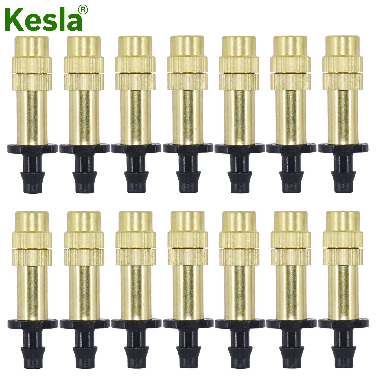 

KESLA 15-200PCS 1/4'' Garden Brass Misting Watering Nozzle Single Barb Connector 4/7mm Adjustable Copper Cooling Spray Atomizer