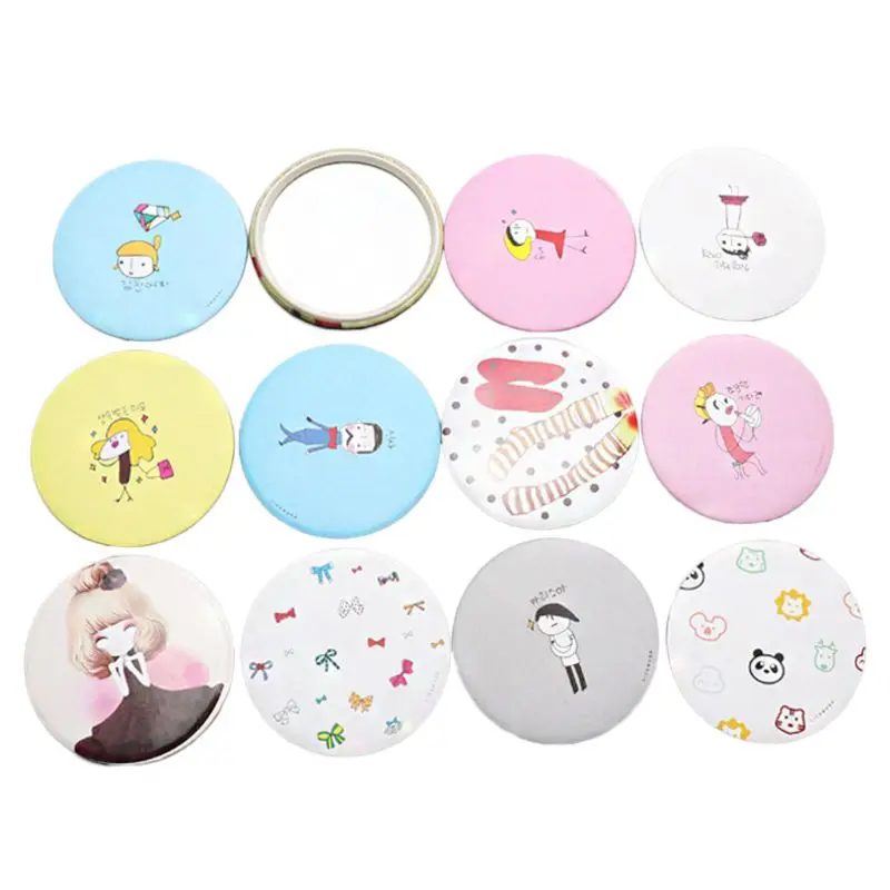 1Pc Cute Cartoon Mini Portable Circular Hand Mirror Pocket Portable Makeup Tool U2JD