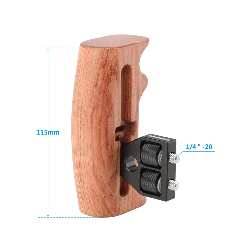 CAMVATE قبضة اليد الخشبية (أي من الجانبين) مع 1/4 "تصاعد مسامير موصل ل DSLR هيكل قفصي الشكل للكاميرا/فيديو رقمي/نظام دعم تلاعب أحمر