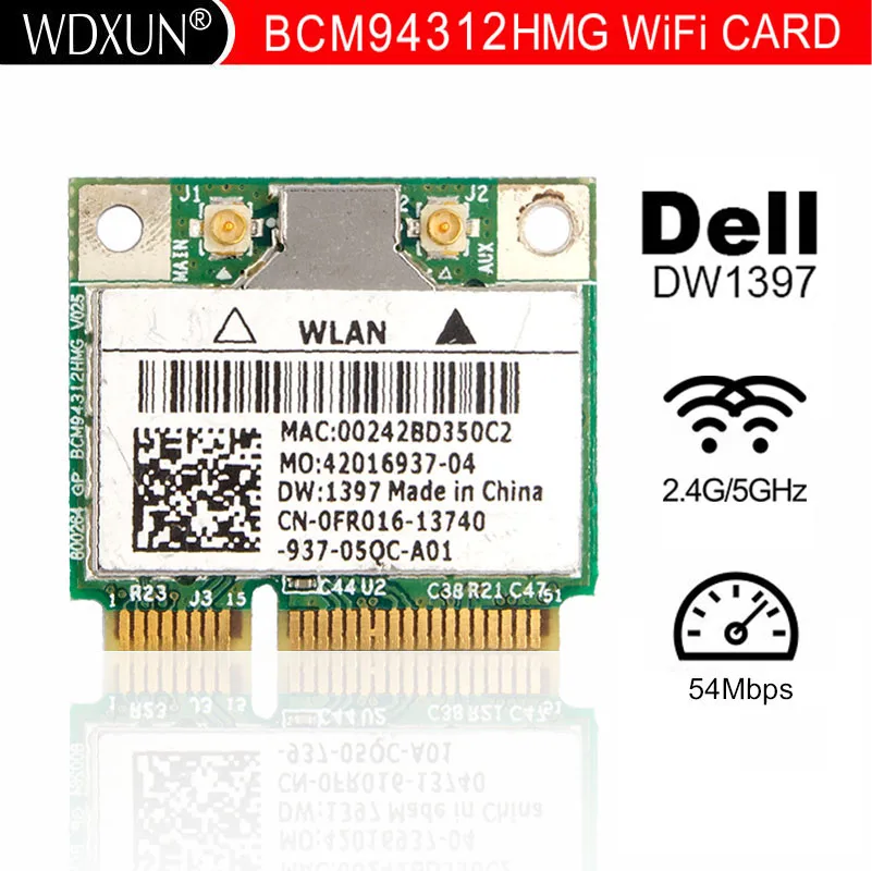 Carte half Mini PCI-E sans fil DW1397 pour Broadcom, pour Dell Studio XPS 1450 1457 1458 1558 1745 1440 1555 1557, BCM94312