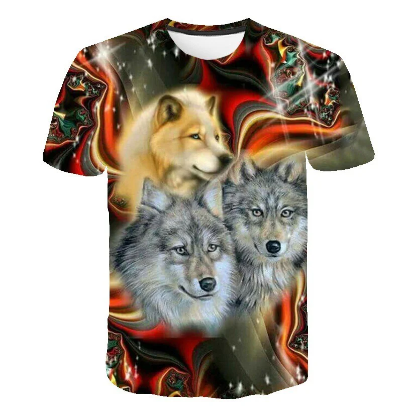 Animal Wolf Summer 2021 Latest  3D Print  T Shirt Men  Cute Funny T-shirt Fashion O-neck Casual Short Sleeve Harajuku Men clothi