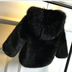 2024 Winter Girls Boys Fashion Faux Fur Thick Warm Coat Baby Kids Children  Jacket