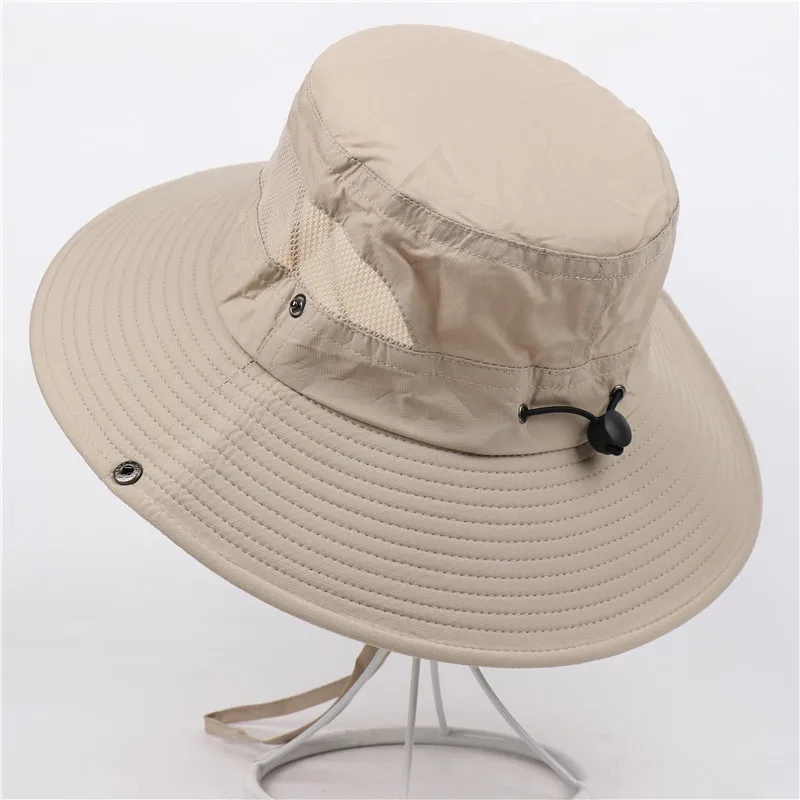 Summer Sun Hat Bucket Men Women Boonie Hat Quick Dry Outdoor UV Protection Hiking Fishing Mesh Breathable Panama Hat UPF50+