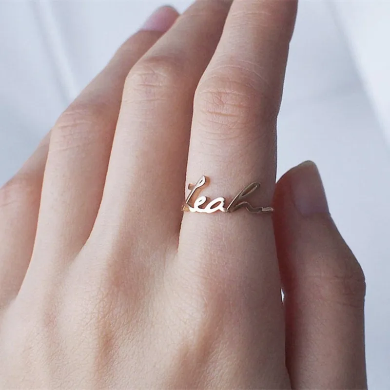 Custom Stacking Name Rings Gold Plated Personalized Stainless Steel Customize Daughter Sisters Friends Anniversary Birthday Gift