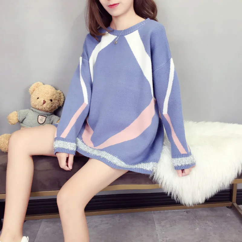 

H9550 Pullover Women Fall Winter Round Collar Casual Warm Loose Sweater Student College Style Fashion Simple Jumper Tops Clothes
