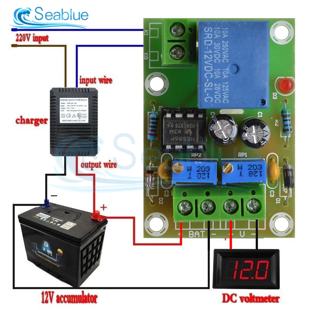 Placa de Control de carga de batería XH-M601, cargador inteligente, módulo de interruptor de Control de potencia de carga automática, 12V