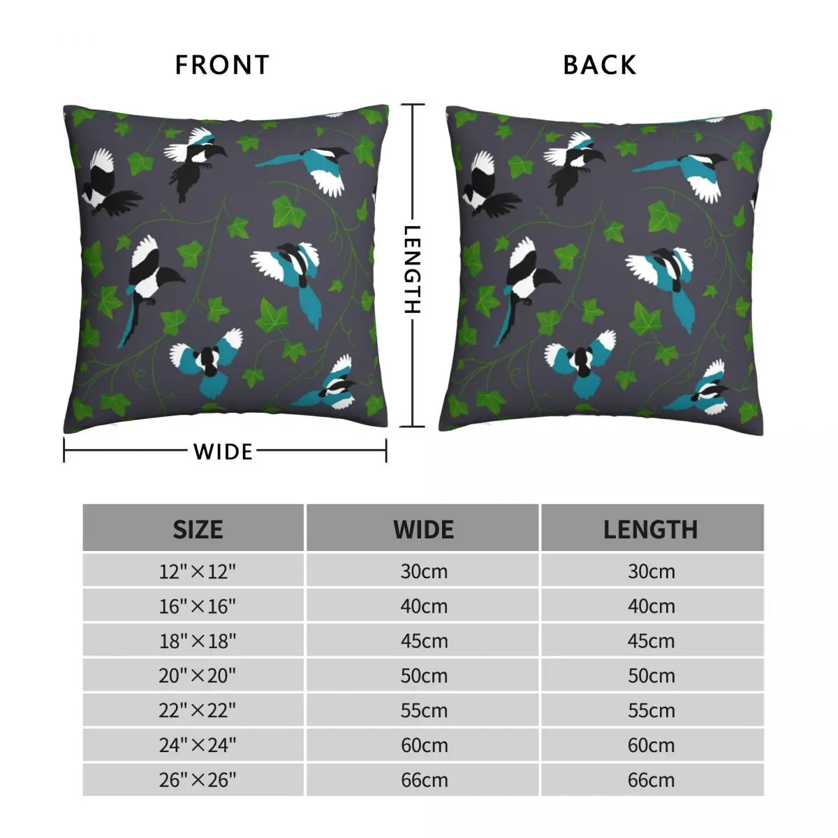 Magpies And Ivy Leaves Pattern Pillowcase Polyester Linen Velvet Printed Zip Decor Throw Pillow Case Sofa Cushion Cover