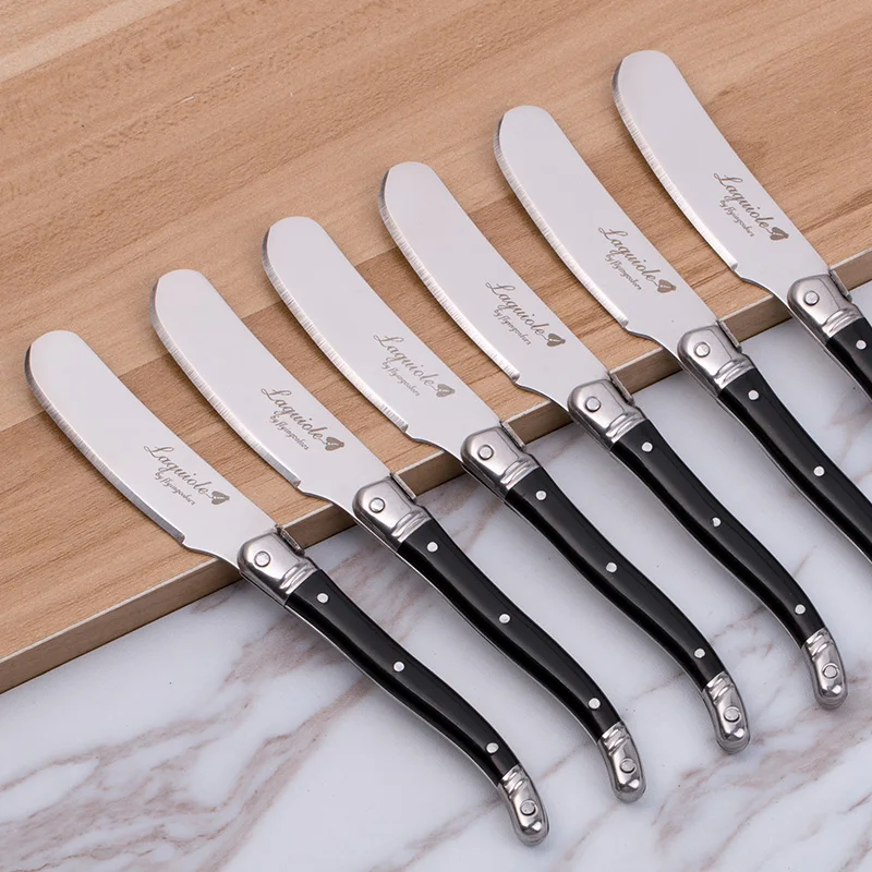 

3-10pcs Laguiole Butter Knife Cheese Spreader Spatula Black Plastic Handle Cheese Sandwich Slicer Stainless Steel Cutlery