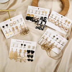 6 Pair/set New Design Women's Clip on Earrings Pearl Acrylic Vintage Bohemia No Pierced Ear Clips for Woman 2021 Fashion Jewelry