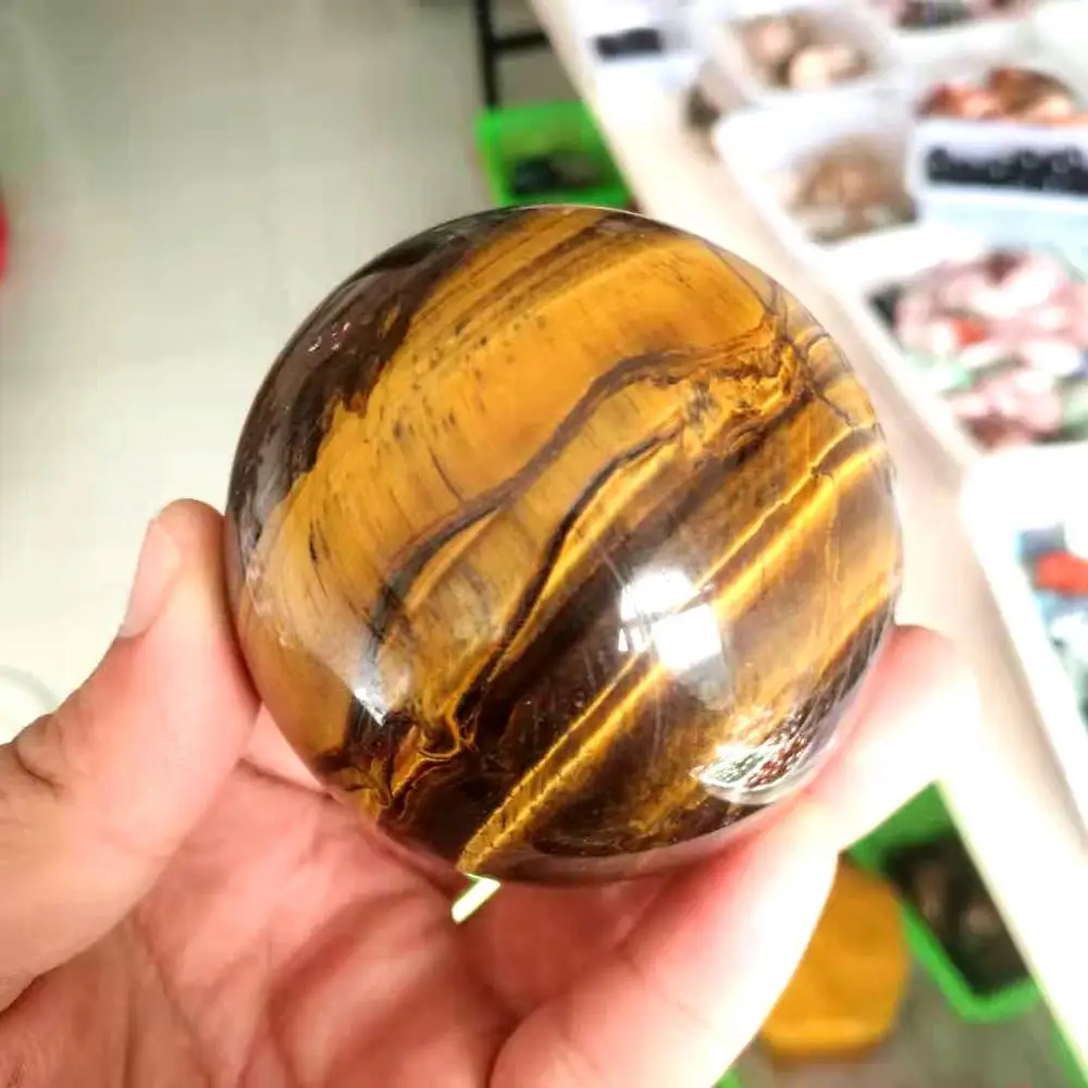 

tiger eye healing crystal sphere gemstones natural stones and minerals quartz spiritual reiki good luck decoracion hogar moderno