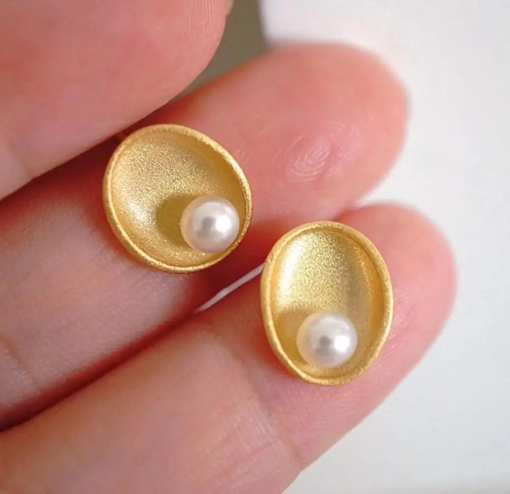 

New Classical 925 Silver Earrings Mouts Findings Component Jewelry Parts Fittings for Pearls Coral Jade Agate Beads Stones