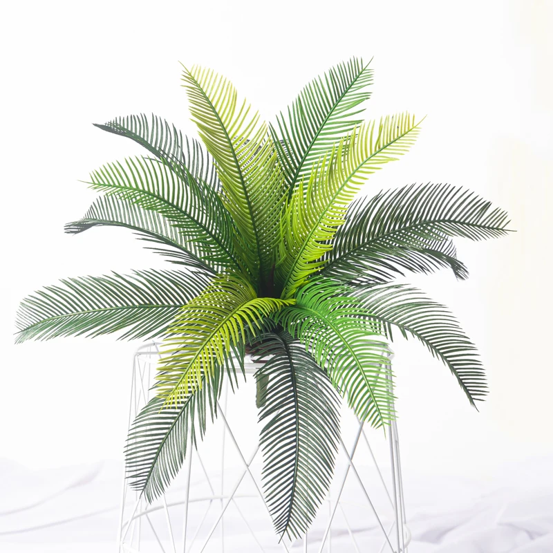 45cm Artificial Palm Tree Tropical Plants Plastic Palm Leaves Green Monstera Fake Coconut Leafs For Home Office Wedding Decor