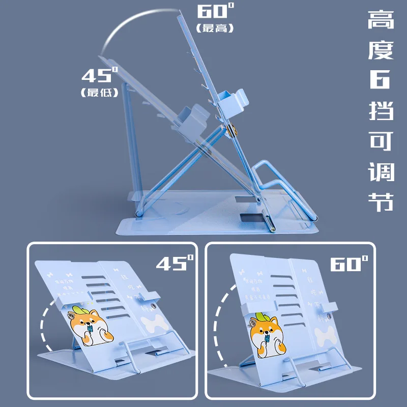 Desk Book Stand ,Metal Reading Rest , Adjustable Cookbook Documents Holder Portable Bookstands for Books