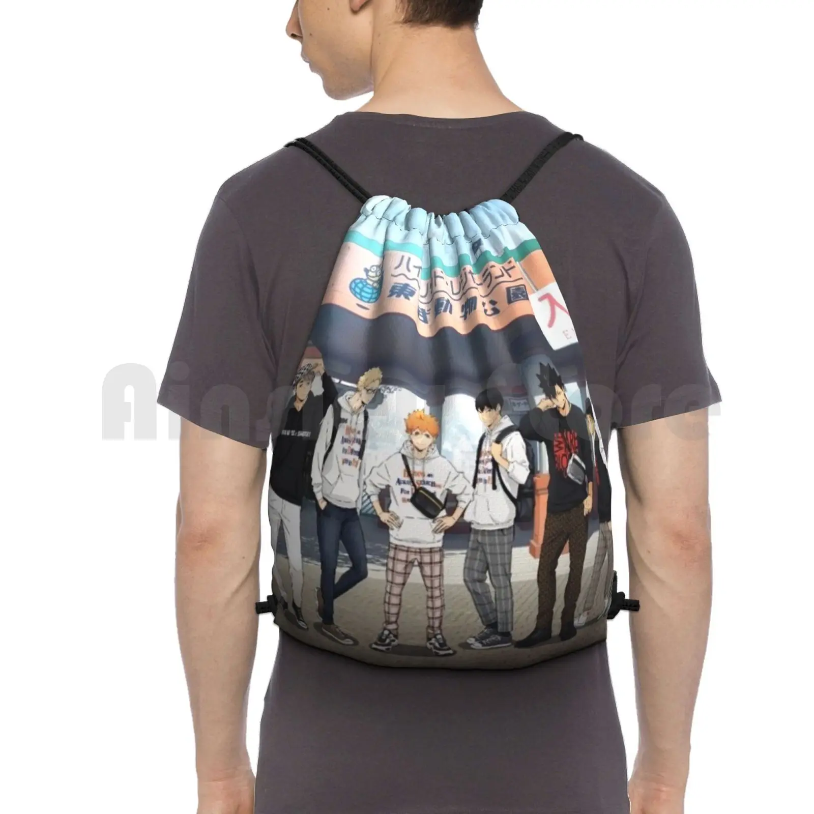 Backpack Drawstring Bag Riding Climbing Gym Bag Karasuno Hinata Volleyball Kageyama Tsukishima Nekoma