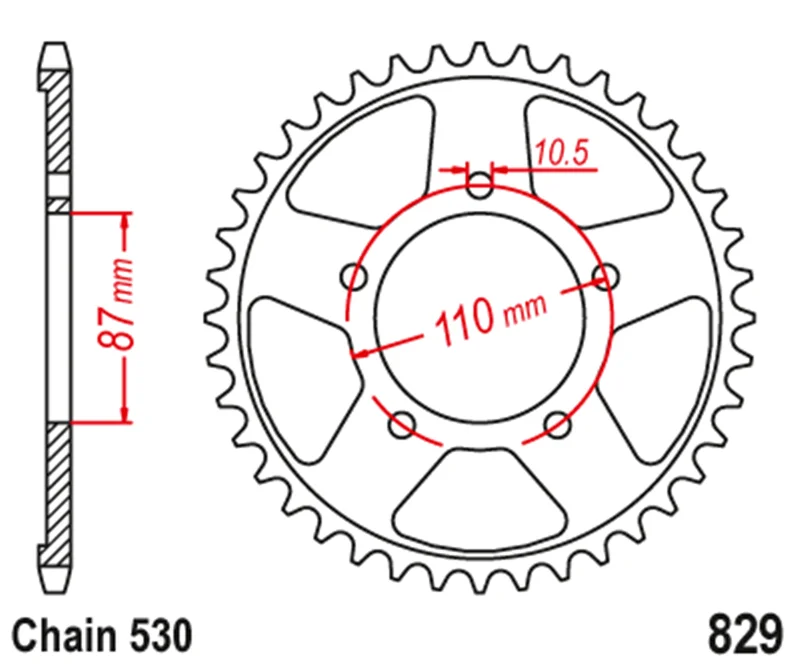 530 42T 45T 47T Motorcycle Rear Sprocket For Suzuki GSX750F 89-06 GSXR600 GSX-R600 92-93 GSXR1100 86-88 VZ800 Marauder 97-04