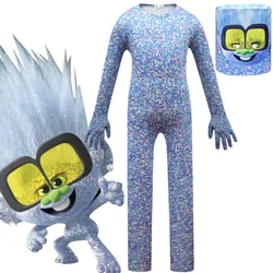Kids Trolls Little Diamond Jumpsuits Children Halloween Costumes World Tour Cosplay Children Boys Bodysuit and Headgear Suit
