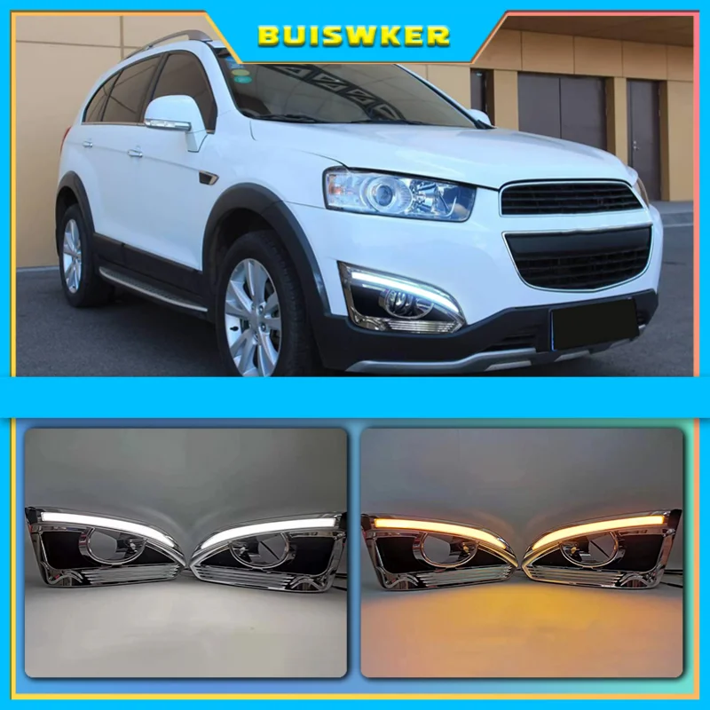 

2Pcs For Chevrolet Captiva 2014 2015 2016 turn Signal Relay Car-styling 12V LED DRL Daytime Running Lights with fog lamp hole