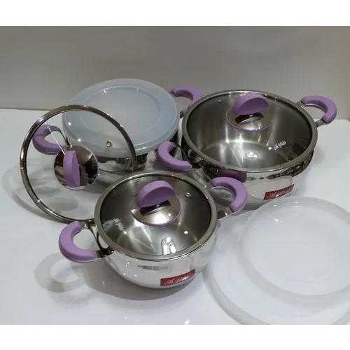 Aryıldız Luna Maxi 3'Lü Double Lid Cookware Kit-Lilac