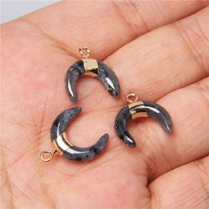 3 PCs natürliches Mondhorn in Form von halbkomplizierten Steinen 15x16mm Anhänger Zauber, um DIY -Schmuck herzustellen 12 Hauptverkäufe Buzios für Halsketten - №2