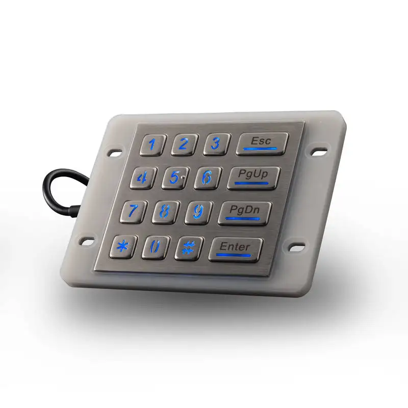 Ourdoor IP68 Waterproof 16 Keys Backlight Metal Keypad Front Panel Stainless Steel With Aluminum Case