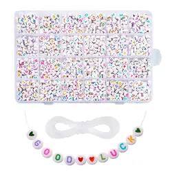 4x7mm Round 1200PCS DIY Letters Beads Toys Material Acrylic English Alphabet Beading Lacing Bracelets Jewellery Making