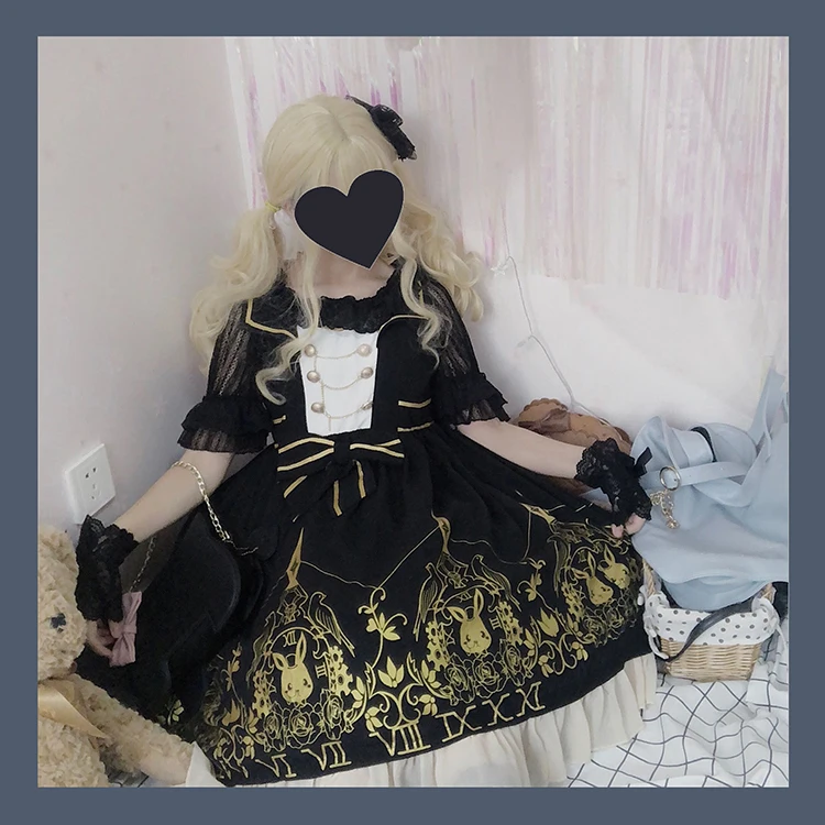 Lolita-robe gothique pour filles, tenue victorienne, tenue à nœud papillon sombre, tenue princesse taille haute, lolita, JSK loli cos