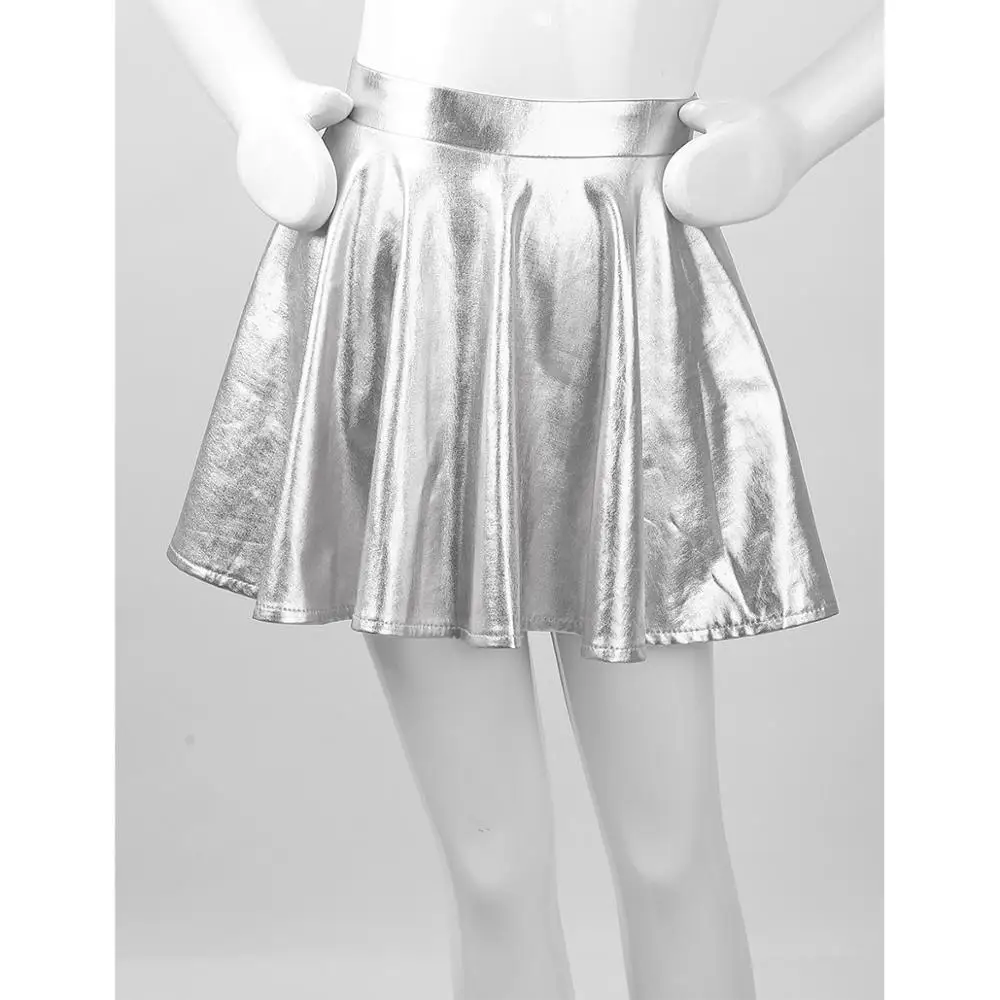 Abbigliamento per bambini ragazza top metallico senza maniche svasato pieghettato A-Line Mini gonna corta abiti per bambini 2 pezzi abiti Set