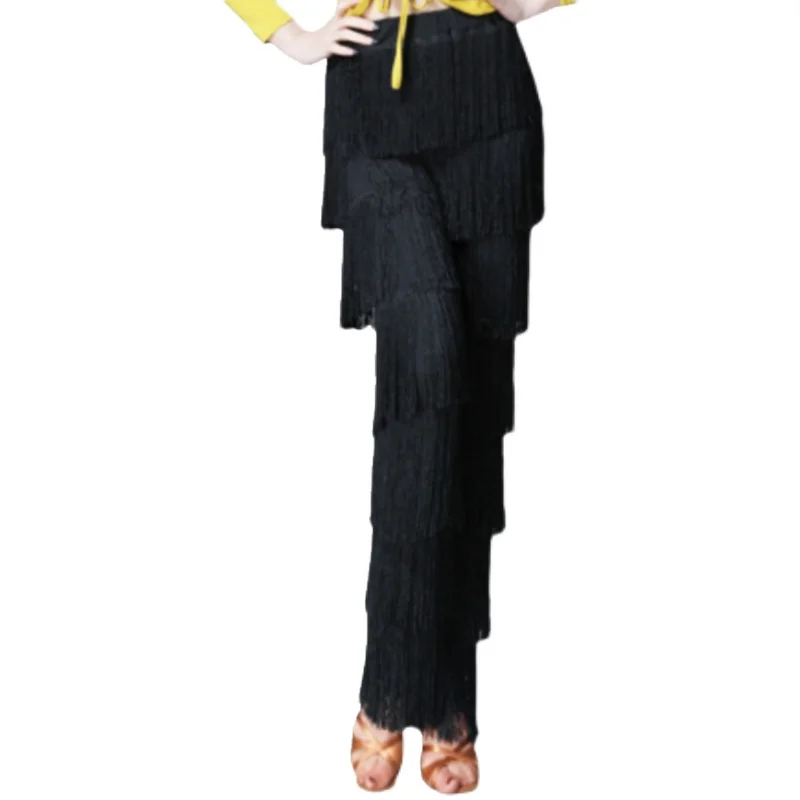 Adult Latin Dance Pants Fringe Dance Top Ballroom Dance Samba Salsa Dance Tassels Trousers Performance Clothes