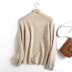 Maxdutti Winter Sweaters Women 2026England Style Soid Simple Elegant Pull Femme Loose Warm Fashion Sweaters Women Pullovers Tops